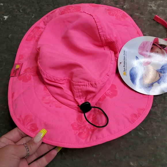 Sun Protection Zone Pink Floral Kids Hat - Picture 3 of 8